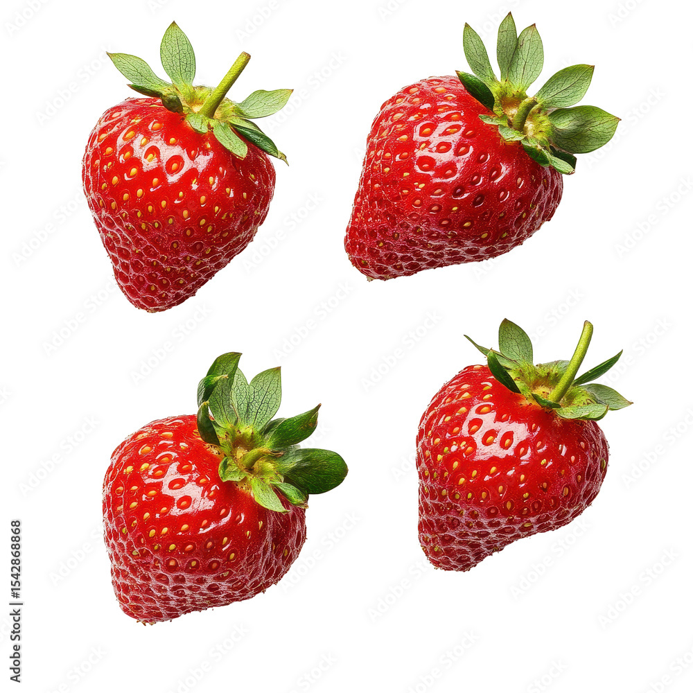 Fresh strawberries arranged artistically on a Transparent background for an appealing visual presentation, strawberries isolated on PNG background Fresh strawberries arranged artistically on a Transparent background for an appealing visual presentation, strawberries isolated on PNG background