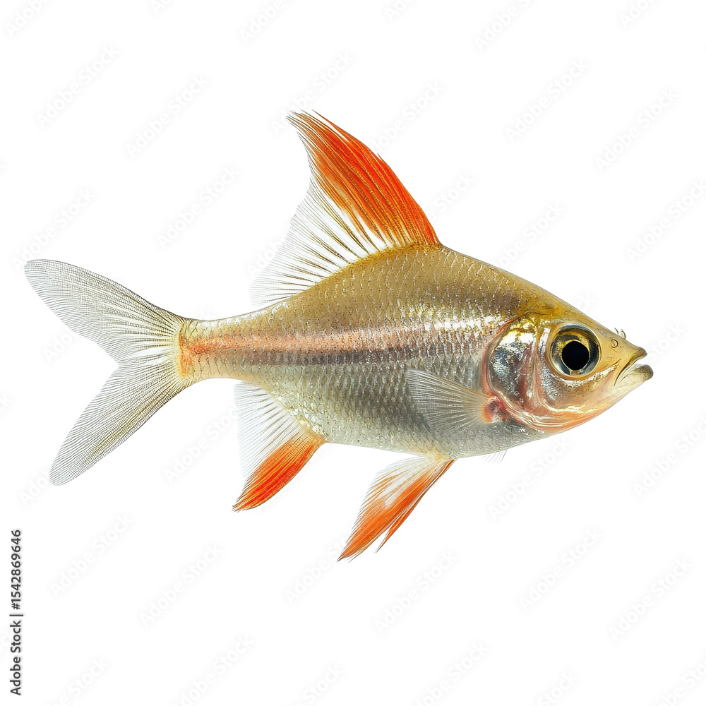 Fototapeta premium Rutilus live fish in isolation showcasing details of fins and body shape for design purposes, Live fish object for design Rutilus live fishisolated on Transparent background
