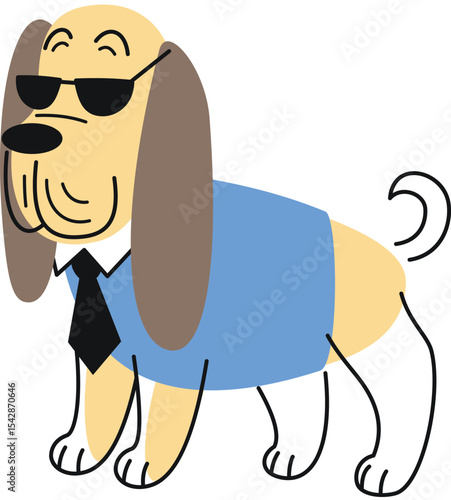 Stylish Dog in a Suit with Sunglasses