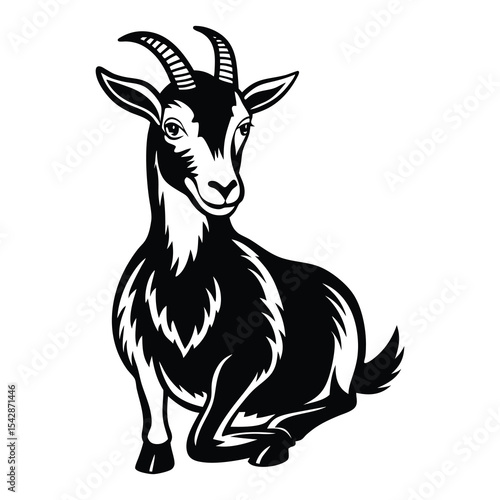 Majestic Goat Illustration Farm Animal Design