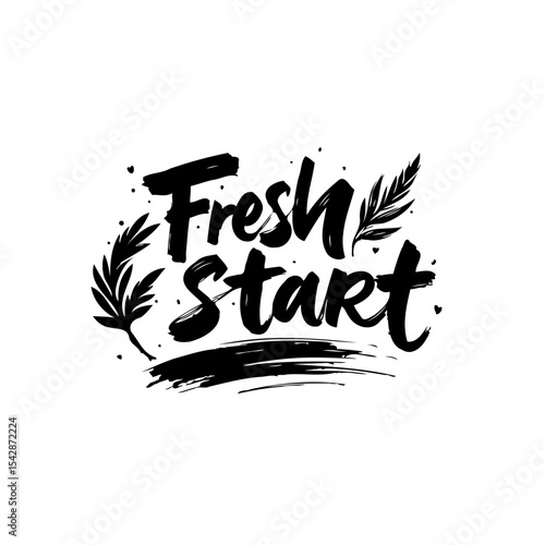 Fresh Start Inspirational Lettering Design with Flourishes and Modern Calligraphy