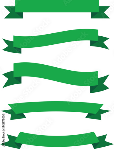 Blank Green Ribbon Banner . Vector Illustration for Labels and Headers