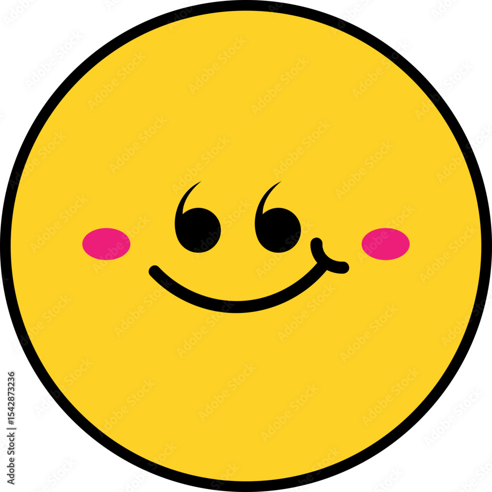 Fototapeta premium Set of Cute Yellow Emoji Faces with Various Expressions - Vector Illustration