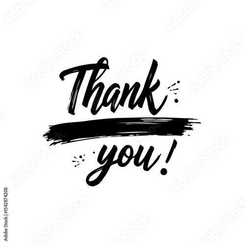 Elegant thank you lettering for appreciation and gratitude, isolated on white background