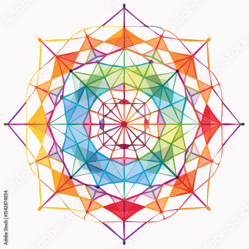 vector Network of interconnected shapes inspired by the structure of spider silk