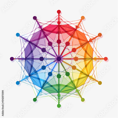 vector Network of interconnected shapes inspired by the structure of spider silk