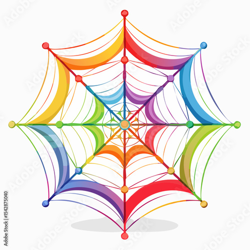 vector Network of interconnected shapes inspired by the structure of spider silk