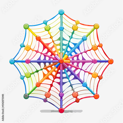 vector Network of interconnected shapes inspired by the structure of spider silk