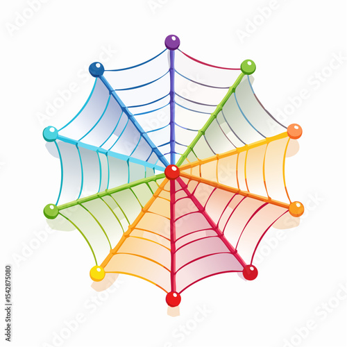 vector Network of interconnected shapes inspired by the structure of spider silk