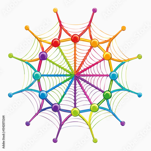 vector Network of interconnected shapes inspired by the structure of spider silk