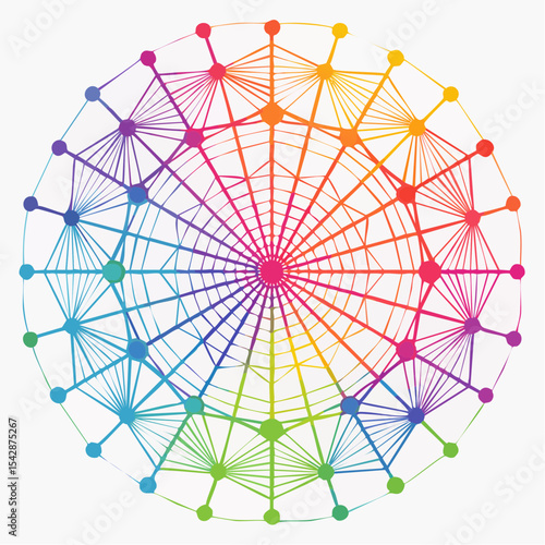 vector Network of interconnected shapes inspired by the structure of spider silk