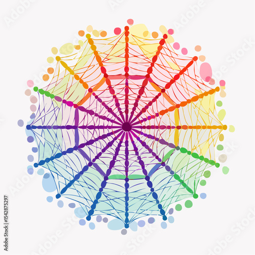 vector Network of interconnected shapes inspired by the structure of spider silk