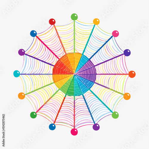 vector Network of interconnected shapes inspired by the structure of spider silk