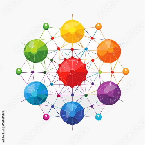 vector Network of interconnected shapes inspired by the structure of spider silk
