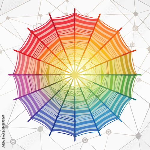 vector Network of interconnected shapes inspired by the structure of spider silk