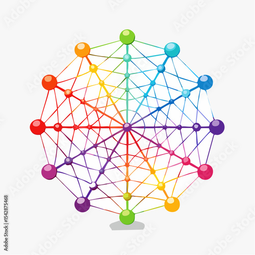 vector Network of interconnected shapes inspired by the structure of spider silk
