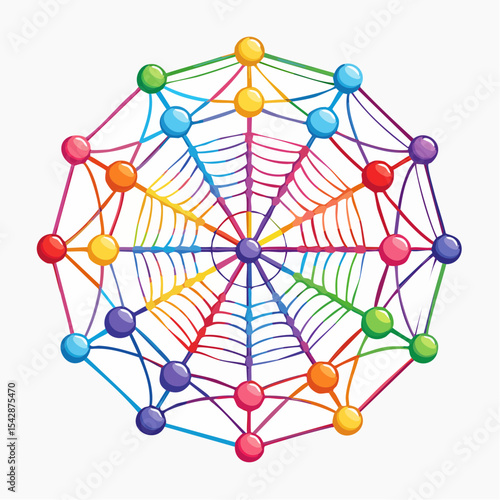 vector Network of interconnected shapes inspired by the structure of spider silk