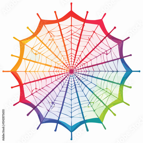 vector Network of interconnected shapes inspired by the structure of spider silk