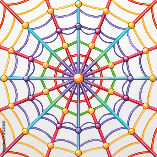 vector Network of interconnected shapes inspired by the structure of spider silk