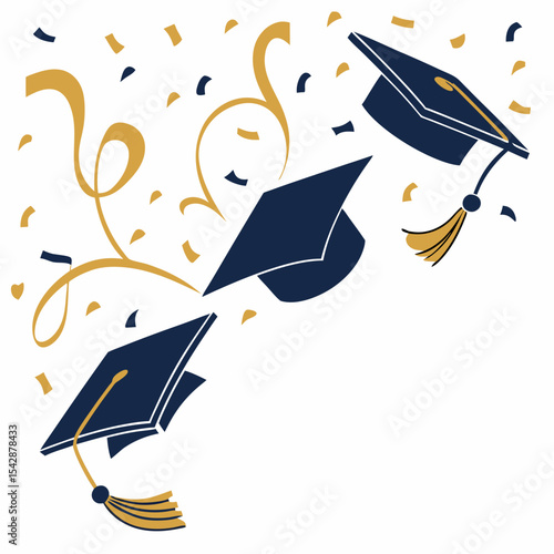 graduation cap and diploma vector