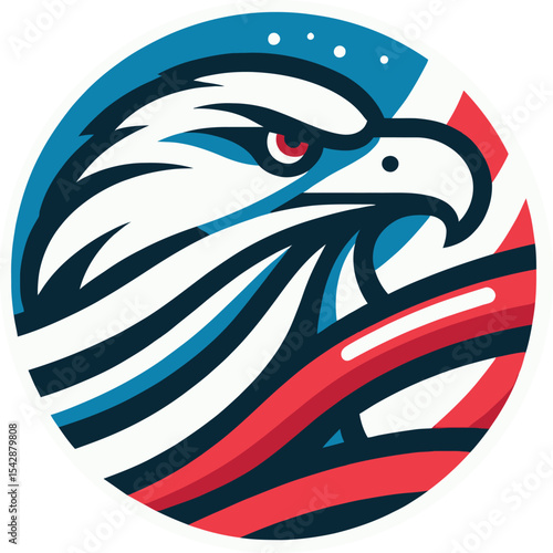 american bald eagle with american flag vector