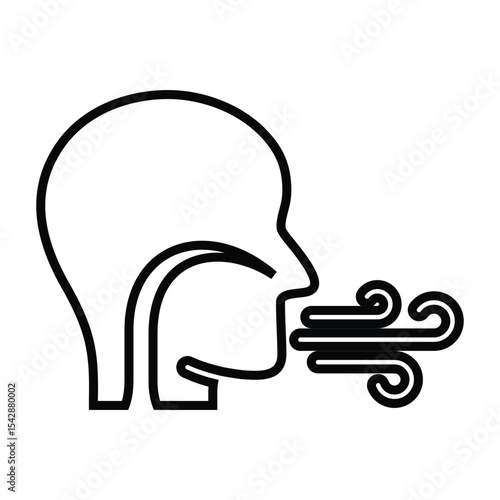 Breathing line icon design. Breathing thin black outline symbol vector illustration. editable stroke icon on transparent background.