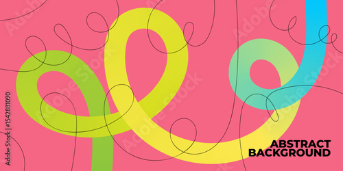 Cool wavy poster with gradient line. Fluid colorful wave abstract background template