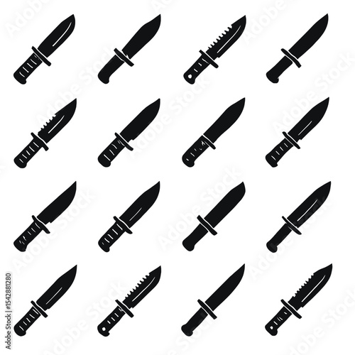 Simple Black and White Knife Illustrations Pattern