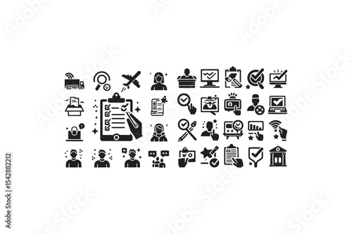 Survey icons vector silhouettes black color image made by adobe illustrator. eps