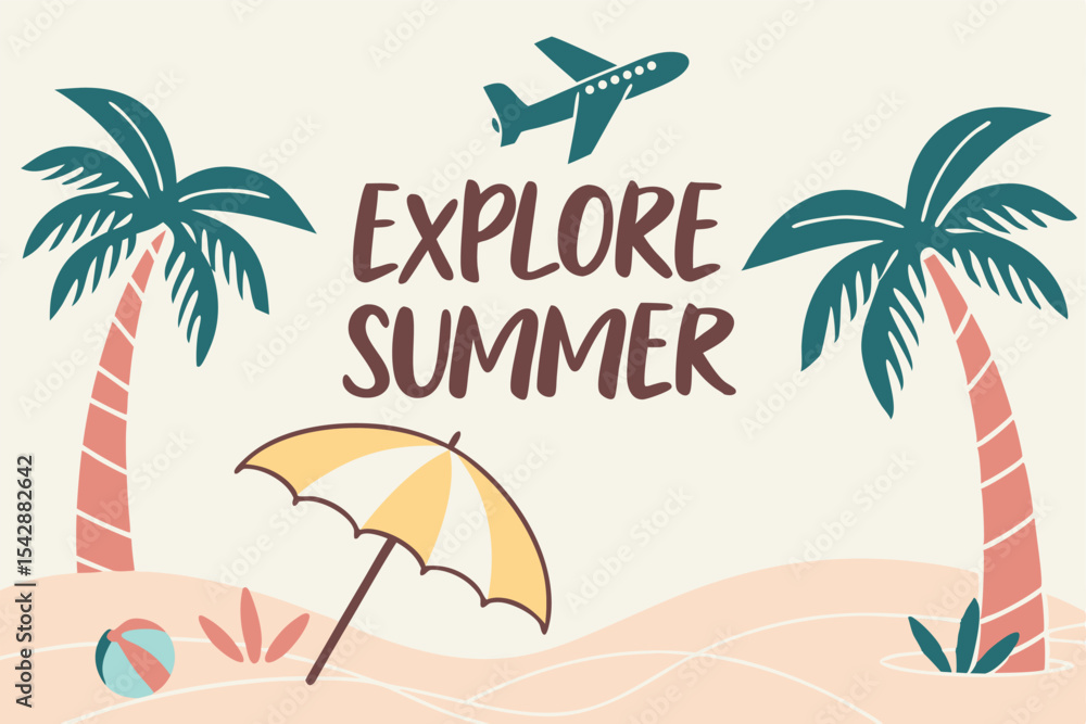 Naklejka premium vector illustration of a tropical beach