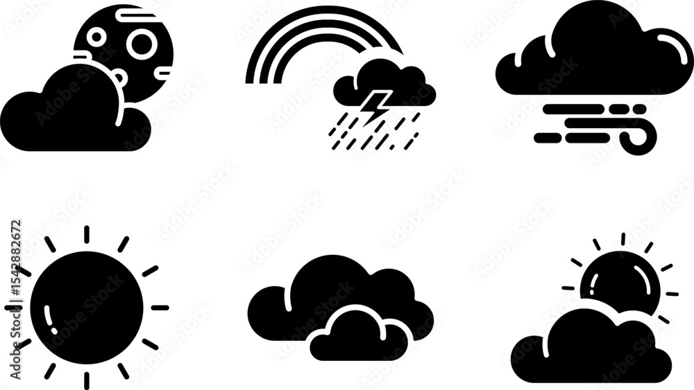 Modern Rounded Filled Weather Icon Set Modern Rounded Filled Weather Icon Set