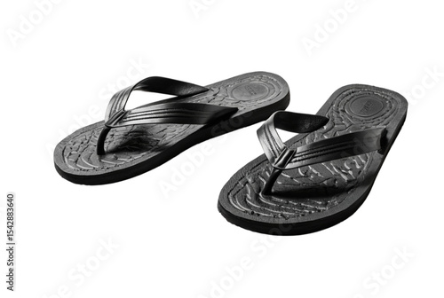 Mens old black flip flops faded design