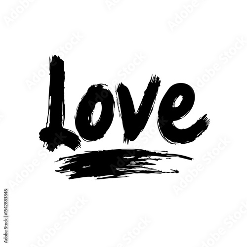 Принти на полотні Expressive handwritten love typography design with brushstroke accent for variou