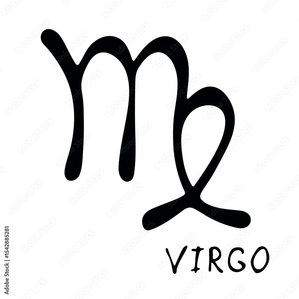 Hand drawn virgo zodiac sign Esoteric symbol doodle Astrology clipart Element for design Hand drawn virgo zodiac sign Esoteric symbol doodle Astrology clipart Element for design