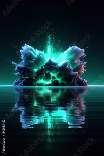 Abstract explosion over water