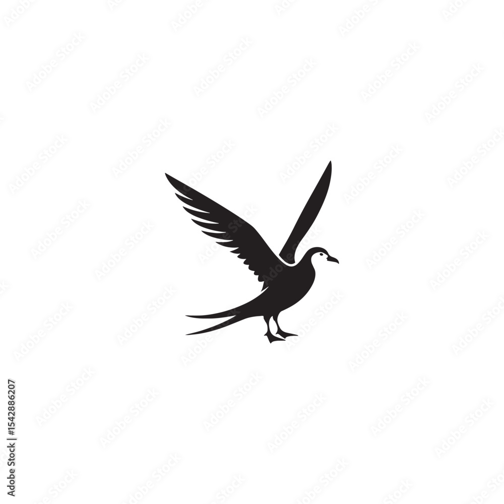 Obraz premium Gliding Petrel Silhouette Vector Art – Graceful Seabird Design with Outstretched Wings, Minimalist Black Outline Ideal for Ocean Wildlife Themes, Nautical Graphics, Logos, and Decor 