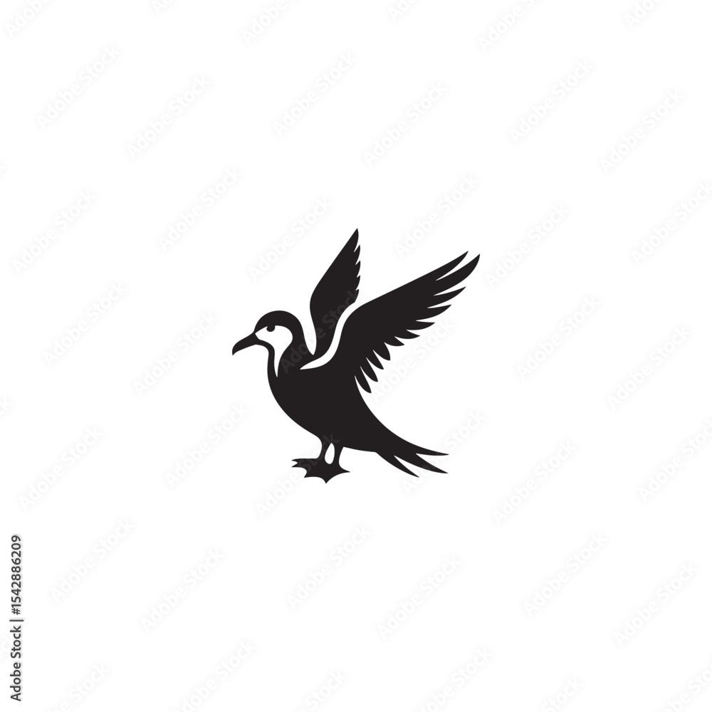 Obraz premium Gliding Petrel Silhouette Vector Art – Graceful Seabird Design with Outstretched Wings, Minimalist Black Outline Ideal for Ocean Wildlife Themes, Nautical Graphics, Logos, and Decor 
