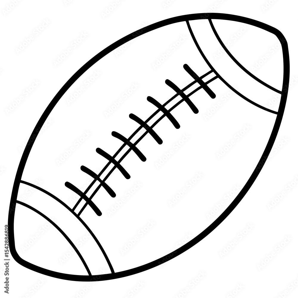 Simple American Football Illustration Emphasizing Bold Black Outline Depicting the Classic Laces and Shape of the Iconic Sporting Equipment Simple American Football Illustration Emphasizing Bold Black Outline Depicting the Classic Laces and Shape of the Iconic Sporting Equipment