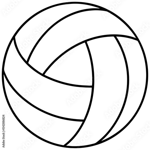A Simple Yet Dynamic Black and White Volleyball Illustration Depicting the Excitement and Energy of the Sport with Sharp Lines