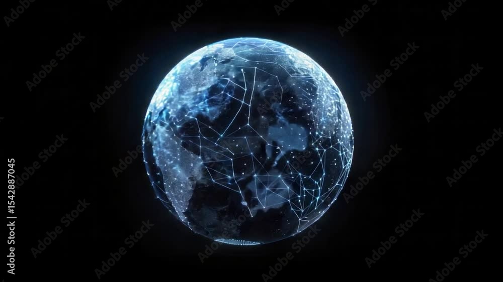 A digitally rendered globe showcasing intricate networks and connections A digitally rendered globe showcasing intricate networks and connections
