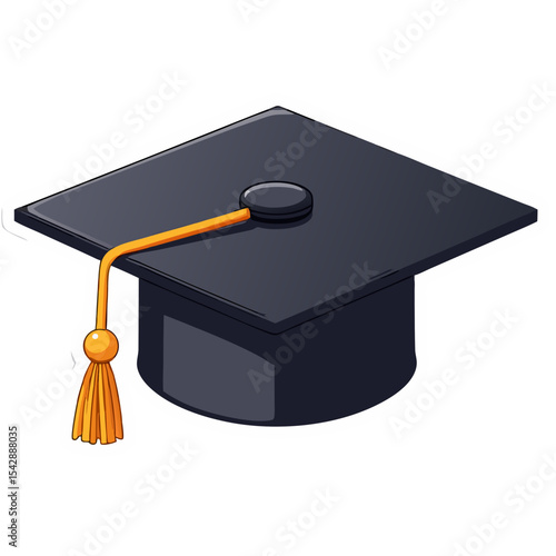 Academic graduation cap illustration, representing education, achievement, and learning success