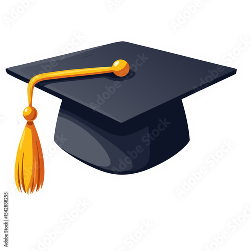 Illustration of a graduation cap with a yellow tassel, celebrating academics