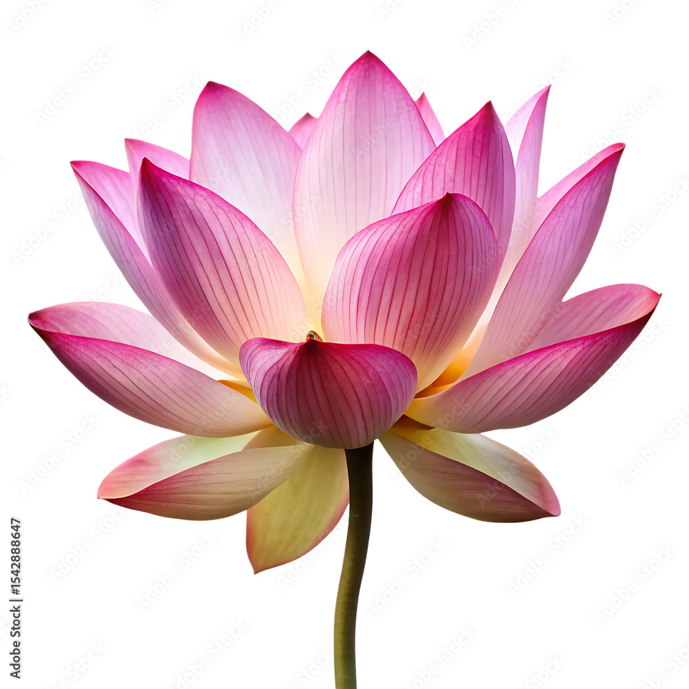 Naklejka premium Pink and Yellow Lotus Flower with Delicate Petals Isolated on Black Background A I G E N E R A T E D isolated on a transparent background