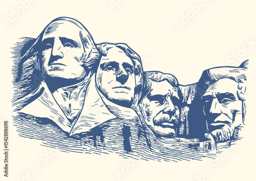 Thousand George Washington Thomas Jefferson Theodore Roosevelt Abraham Lincoln vintage hand drawn