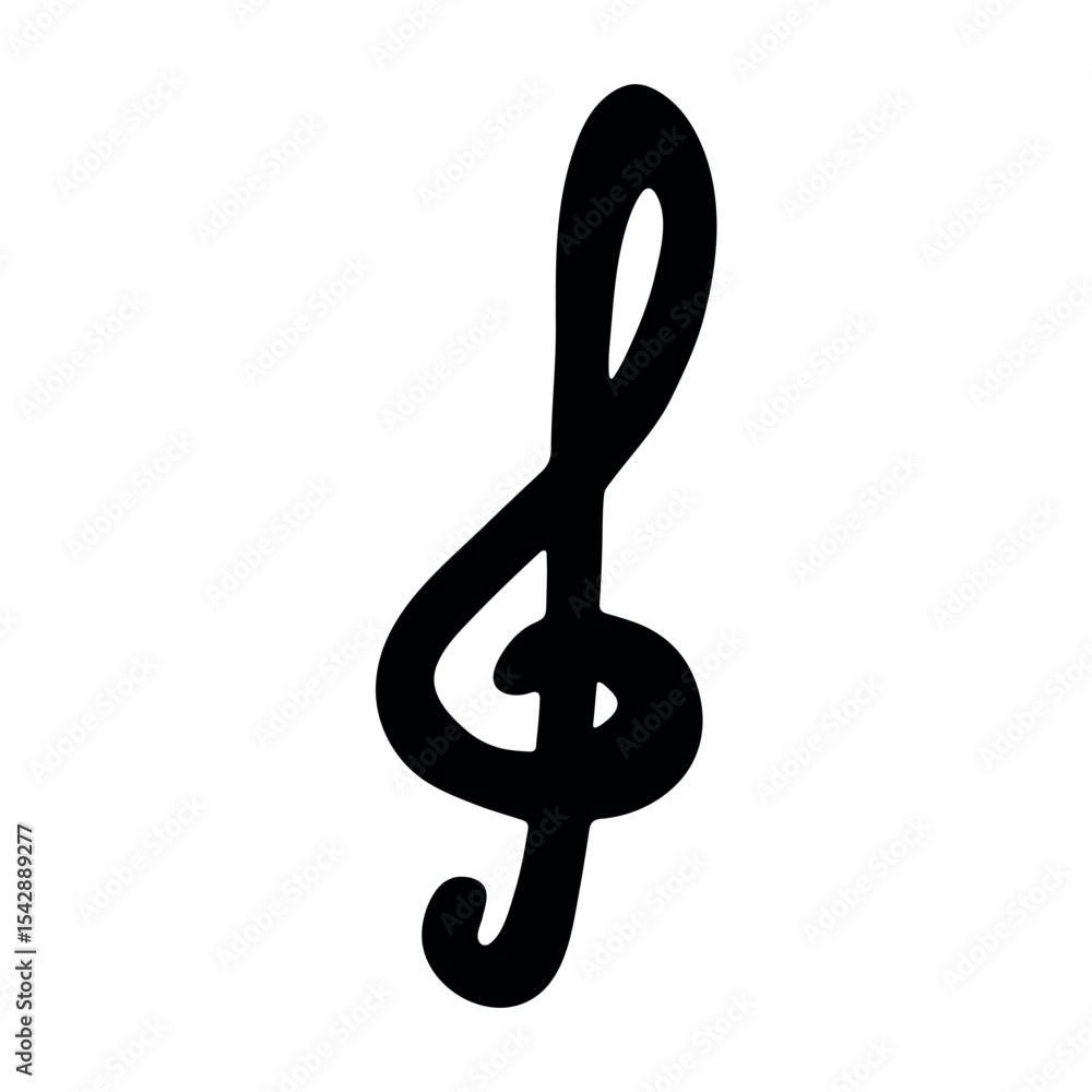 Treble clef doodle. Hand drawn musical symbol. Single element for print, web, design, decor, logo Treble clef doodle. Hand drawn musical symbol. Single element for print, web, design, decor, logo