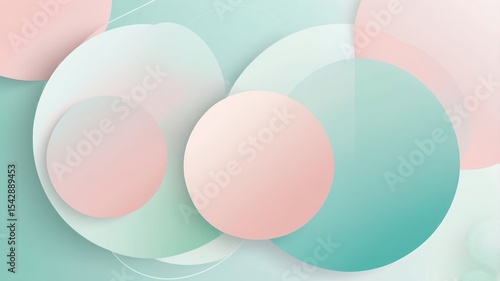 Wallpaper Mural Abstract Pastel Circles Background Soft Pink, Mint Green, and White Gradient Overlay Torontodigital.ca