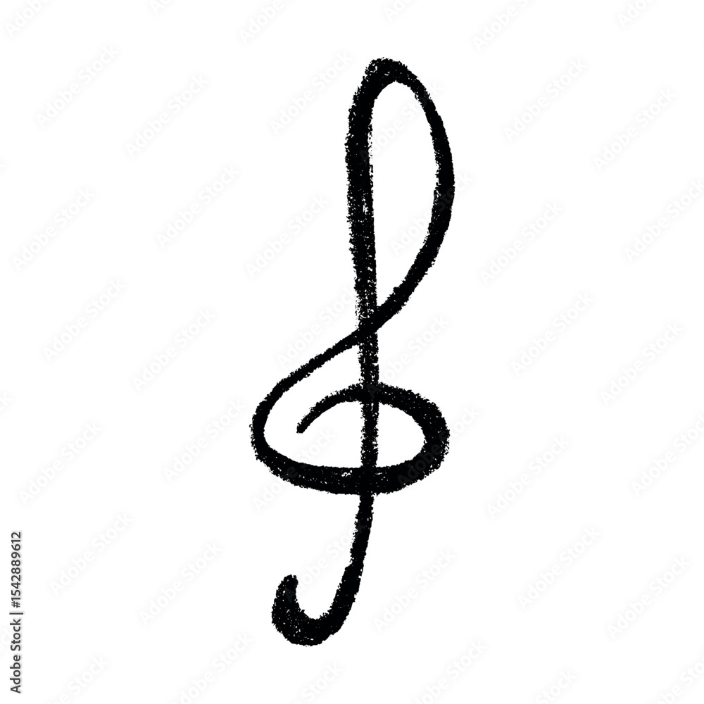 Obraz premium Treble clef doodle. Hand drawn musical symbol. Single element for print, web, design, decor, logo