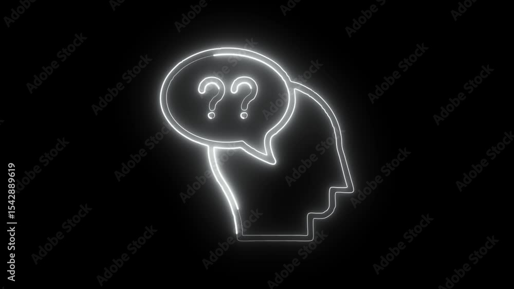 Glowing Neon FAQs Icon on Black Background. HD Video Graphic Animation Glowing Neon FAQs Icon on Black Background. HD Video Graphic Animation