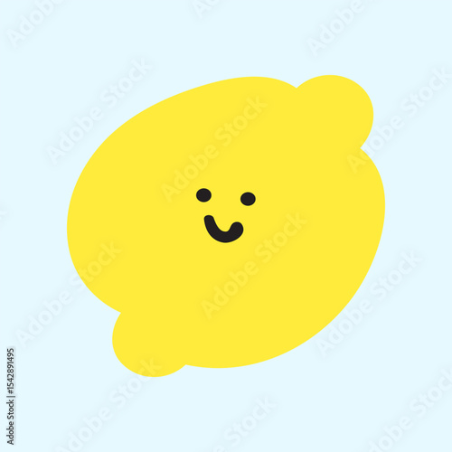 Happy lemon buddy. Playful Fruit Design on blue background. Vector illustration design.
