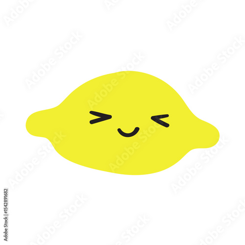 Lemon Laughs. Whimsical Fruit Character. Hand drawn vector illustration on white background.